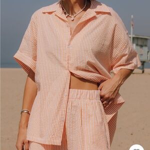 Daily Drills Searsucker Poplin Oversized Botton-up